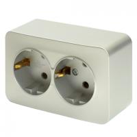 49328 Розетка 2-местная с/з открытого монтажа, 250В, 16А, IP20, серебро MST16-12-03