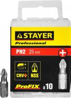 26201-2-25-10 Набор бит STAYER ProFix PH2 25 мм, 10 шт, Professional 