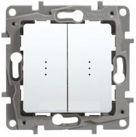 Legrand Etika Бел Выключатель 2-клавишный с подсветкой, 10А, винт. клем.672204