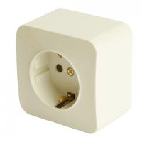 49493 Розетка 1-местная с/з открытого монтажа, 250В, 16А, IP20, крем MST16-11-04