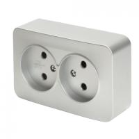 49327 Розетка 2-местная б/з открытого монтажа, 250В, 10А, IP20, серебро MST10-12-03