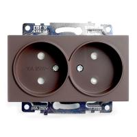 49026 Розетка 2-местная с защ. шт. (механизм) б/з, 250В, 10А, серия Катрин, GLS10-7113-04, шоколад