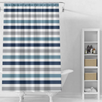 Штора для ванной Delphinium "Горизонт" ПВХ 180х200см, 12 колец, синий