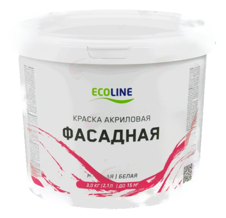  Краска акриловая ФАСАДНАЯ 3,0 кг"ECOLINE"