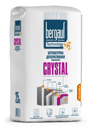Штукатурка декоративная цементная Bergauf Crystal 2 мм, 25 кг