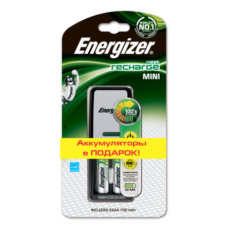 Energizer Зарядное устройство Charger Mini+2 аккумулятора NH12/AAA 700 mAh