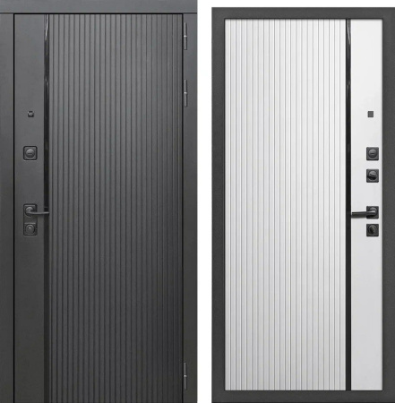 Дверь мет. Алегро черный муар с блестками Черный Кварц/Белый Софт (860) левая