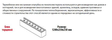 Блок торцевой 1200х250х250