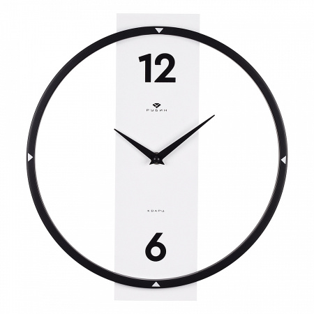 3330-001 Часы настенные металл+дерево, круг 30,5 см, чёрный+белый "Time""Рубин" 