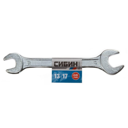 27014-13-17 Ключ рожковый гаечный СИБИН, белый цинк, 13х17 мм