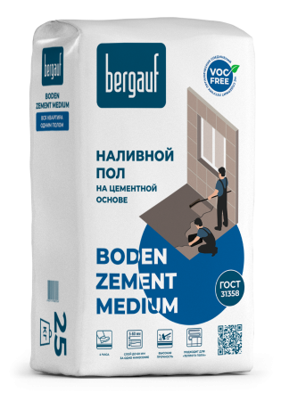 Наливной пол Bergauf Boden Zement Medium, 25 кг