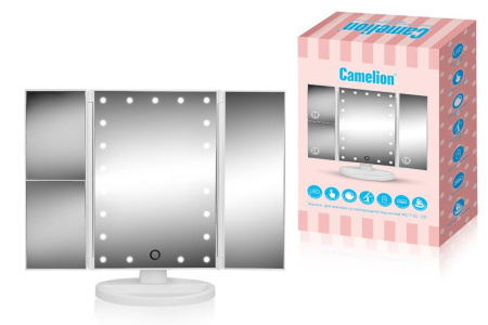 Зеркало Camelion M217-DL C01 бел. с LED подсветк.,1х/2х/3х-увелич.,дневн.свет,5Вт,4*LR03/USB