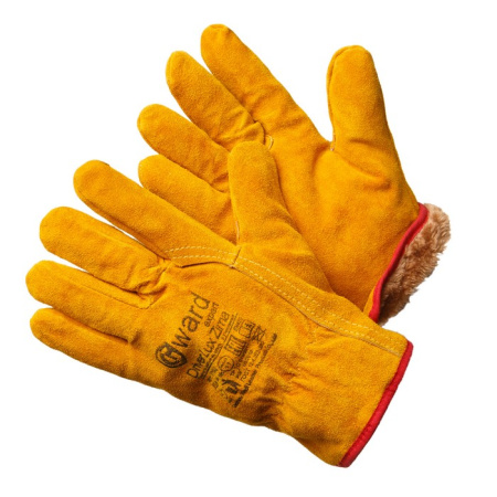 Перчатки XY040  из спилка оранжевого цвета, утеплитель мех-мутон GWARD Driver Lux Zima