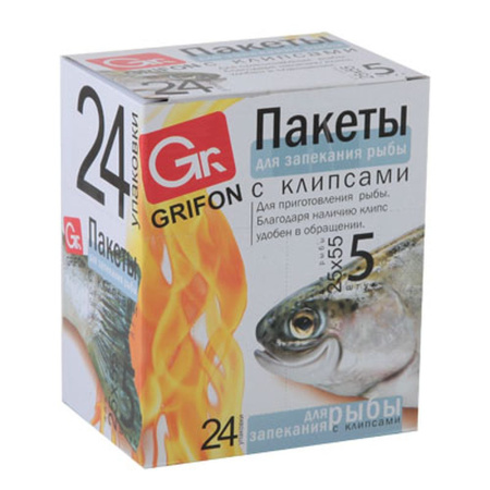 438-009 GRIFON Пакеты для запекания рыбы 5шт, 25x55см, шоу-бокс, 101-210