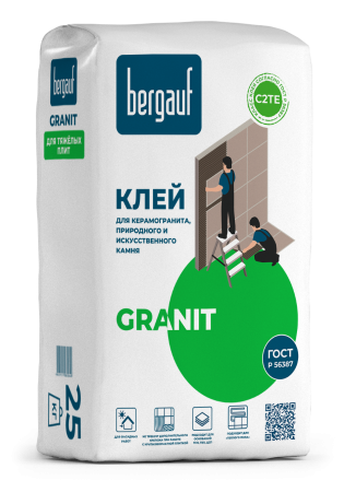 Клей для керамогранита, природного и искусственного камня Bergauf Granit, 25 кг