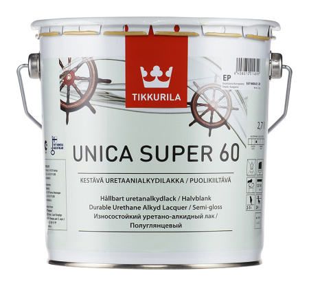Лак для дерева полуглянцевый Tikkurila Unica Super 60, 2,7 л