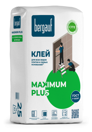 Клей для всех видов плитки Bergauf Maximum Plus, 25 кг