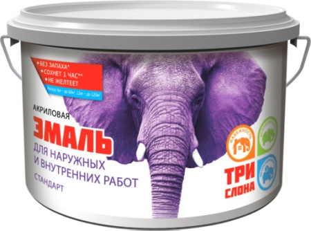 Эмаль полуматовая Три Слона Стандарт, белый, 12 кг