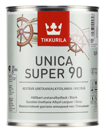 Лак для дерева высокоглянцевый Tikkurila Unica Super 90, 0,9 л