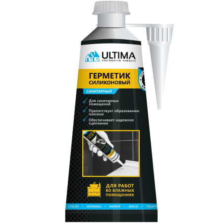 Герметик силиконовый санитарный Ultima, прозрачный, 80 мл