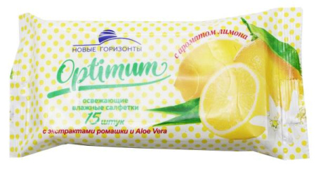 Новые горизонты Салфетки влажные OPTIMUM освежающие Лимон 15шт