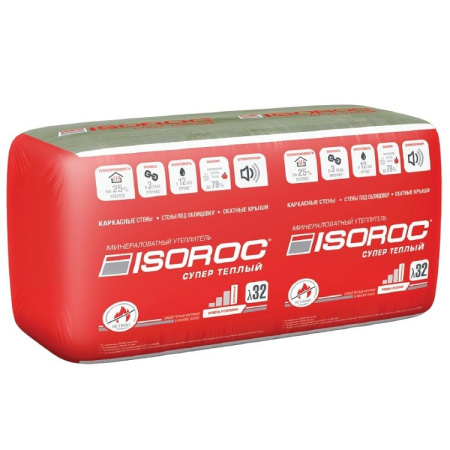 Утеплитель Isoroc СуперТеплый, 1000х610х50 мм, 10 шт, 6.1 м²