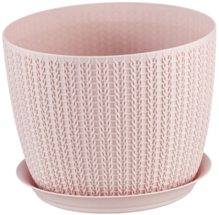 Кашпо с поддоном Вязание Idea М3121, розовый, D18 см, 2,8 л
