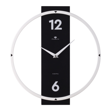 3330-002 Часы настенные металл+дерево, круг 30,5 см, чёрный+белый "Time 2" "Рубин" 