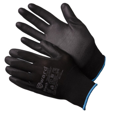 Перчатки BLACK PU1001 нейлон с ПУ покрытием (р,8)