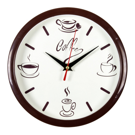 2222-275 Часы настенные круг d=22см, корпус коричневый "Coffee" "Рубин"
