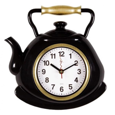 3129-001 Часы настенные чайник 27х28,5см, корпус чёрный с золотом "Классика""Рубин"