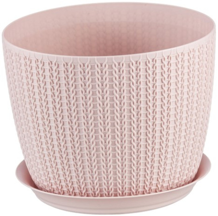Кашпо с поддоном Вязание Idea М3120, розовый, D15,5 см, 1,9 л