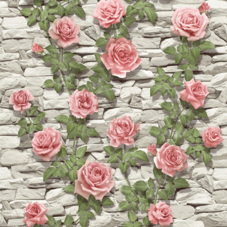 4680 Садовая роза (бело-роз) обои влагост. ГФ (0,53мх10,0м) (24)