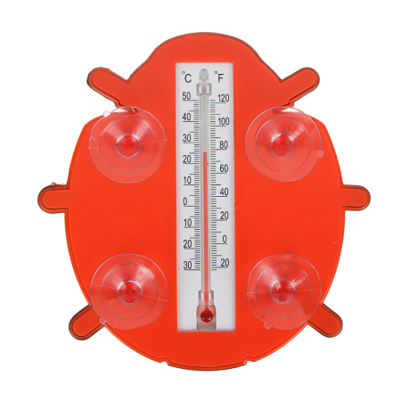 473-005 INBLOOM Термометр оконный "Божья коровка" 17x17см, для крепления на стекло, пластик, пакет