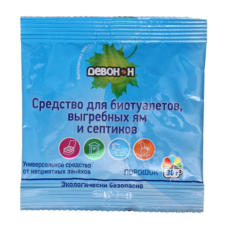 Порошок 30 гр для биотуалетов, выгребных ям, удаления запахов - Девон-Н (смир)