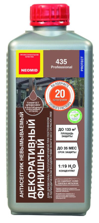 Антисептик невымываемый декоративный финишный NEOMID 435 Eco, бесцветный, 1 л